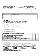 Đề kiểm tra 45 phút số 2 môn Tiếng Anh Lớp 8 - Năm học 2019-2020 - Trường THCS Cấp Tiến